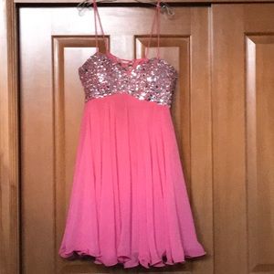 Coral and diamond formal dress